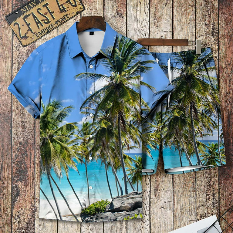 ZCFZJW Men's Hawaiian Shirts Tropical Shirt Sets Button Down Short
