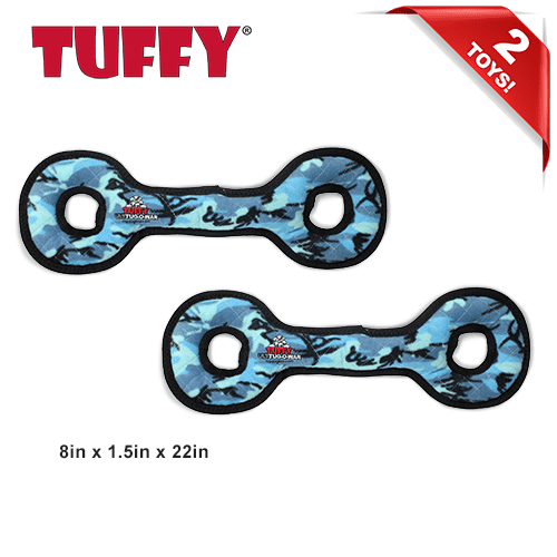 TUFFY® Ultimate Tug-O-War Camo Blue, 2-Pack, Durable Plush Squeaky Dog Toys
