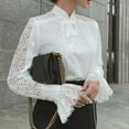 thumbnail image 6 of USSUMA Women Tops Dressy Casual Long Sleeve, Women's Mock Neck Lace Long Sleeve Blouse Top Elegant Work Business Office Ruffle Shirts Tunic Tops Fall Female, 6 of 8