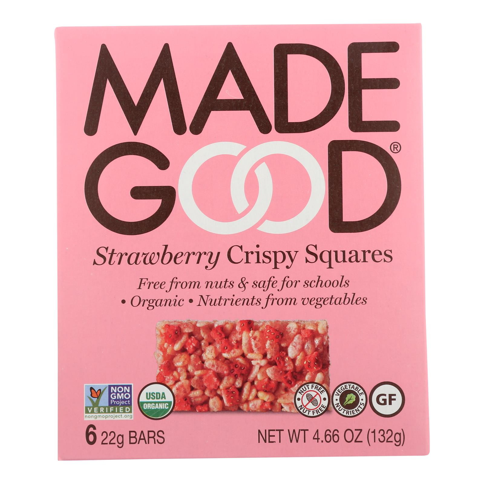MadeGood Strawberry Crispy Squares, Gluten Free, 6 Ct