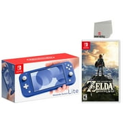 Nintendo Switch Lite 32GB Blue Edition and Legend of Zelda: Breath of the Wild Bundle - Japan Import with US Plug with Screen Cleaning Cloth