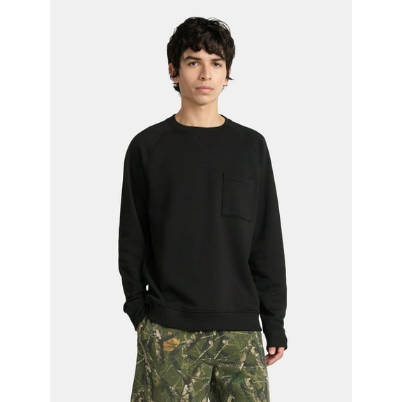 No Boundaries Oversized Crewneck Sweatshirt with Long Sleeves, Men's & Big Men's