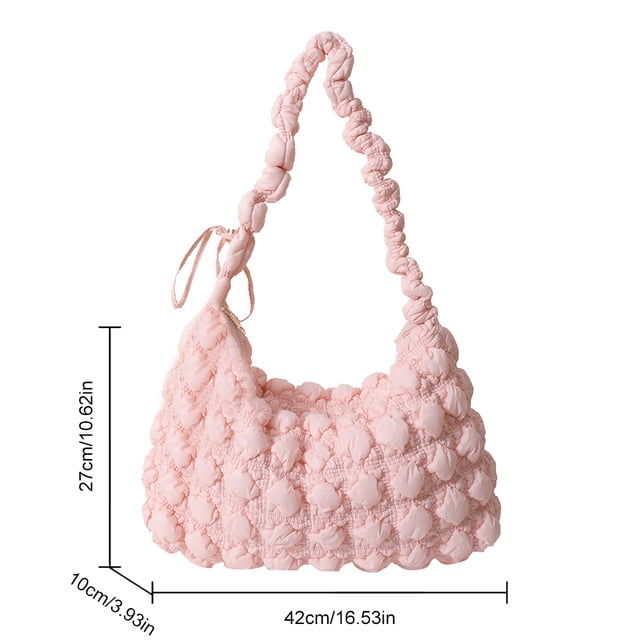 Quilted Padded Crossbody Bag for Women Puffer Ruched Handbag Trendy Bubbles Cloud Tote Shoulder Bag Female Pleated Messenger Bag