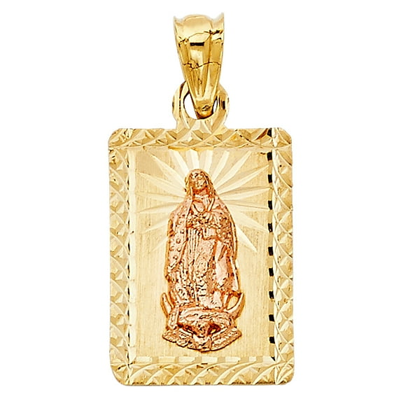 FB Jewels 14K Rose And Yellow Two Tone Gold Our Lady Of Guadalupe Virgin Mary Pendant 19mm X 13mm