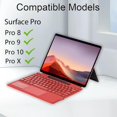 thumbnail image 3 of "Multicolor Backlit Bluetooth Keyboard for Surface Pro 8/9/10/11/X - Slim Wireless with Large Touchpad & Magnetic Detachable Design (Bobby Red)", 3 of 7