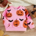 thumbnail image 2 of Generic Toddler Baby Kids Boys Girls Halloween Long Sleeve Crewneck Pumpkin Prints Pullover T Shirt Sweatshirt Tops Winter Clothes(2-3 Years,Pink), 2 of 5
