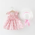 thumbnail image 6 of Rydcot Ruffled Strawberry Print Dress - Toddler Baby Kids Girls Floral Ruched Bow Watermelon Princess Dress Clothes Hat Straw Sun Hat Outdoor, 6 of 9