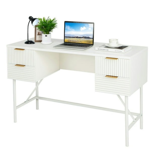 Kadyn Writing Study Desk Computer Desk Laptop Workstation Desk 48 Inch Home Office Computer Desk with 4 Drawers White Walmart Business Supplies