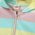 thumbnail image 3 of BULLPIANO Toddler Girls Casual Hoodies Sweatshirts Kids Rainbow Striped Zipper Jackets 1-7Y, 3 of 7