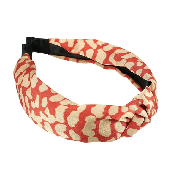 Unique Bargains Leopard Pattern Headband Knotted Headband Non-Slip Elastic Wide Headband Accessories for Women Red