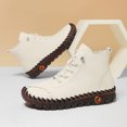 thumbnail image 3 of Ankle Boots for Women Fashion Stitching Leather Soft Sole Antislip Lace up Fall Booties Casual Round Toe Walking Shoes White Size 8, 3 of 6