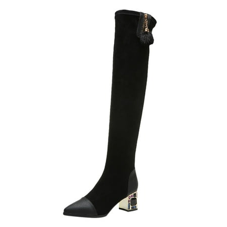 

Pianpianzi Thigh High Peep Toe Boots for Women Sexy Womens Boots Size 9 Women Long Flat Boots Chunky Retro Boots Shoes High Breathable Women s Heels Thigh Fashion Zipper women s boots