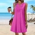 thumbnail image 5 of ClodeEU Women's Crewneck Sleeveless Mini Dress ,Solid Color Casual Loose Fit Summer Dress Hot Pink,Women's Plus L, 5 of 5