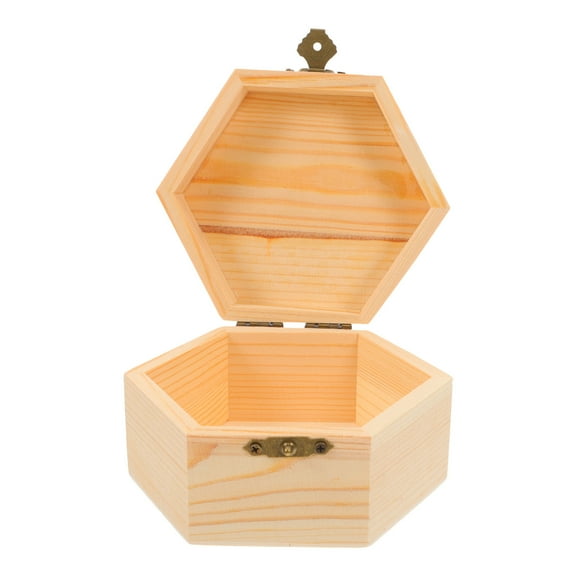 OUNONA Small Wooden Box With Lid Jewelry Storage Diy Crafting Unpainted Wooden Box For Vintage Keepsakes And Handmade Projects