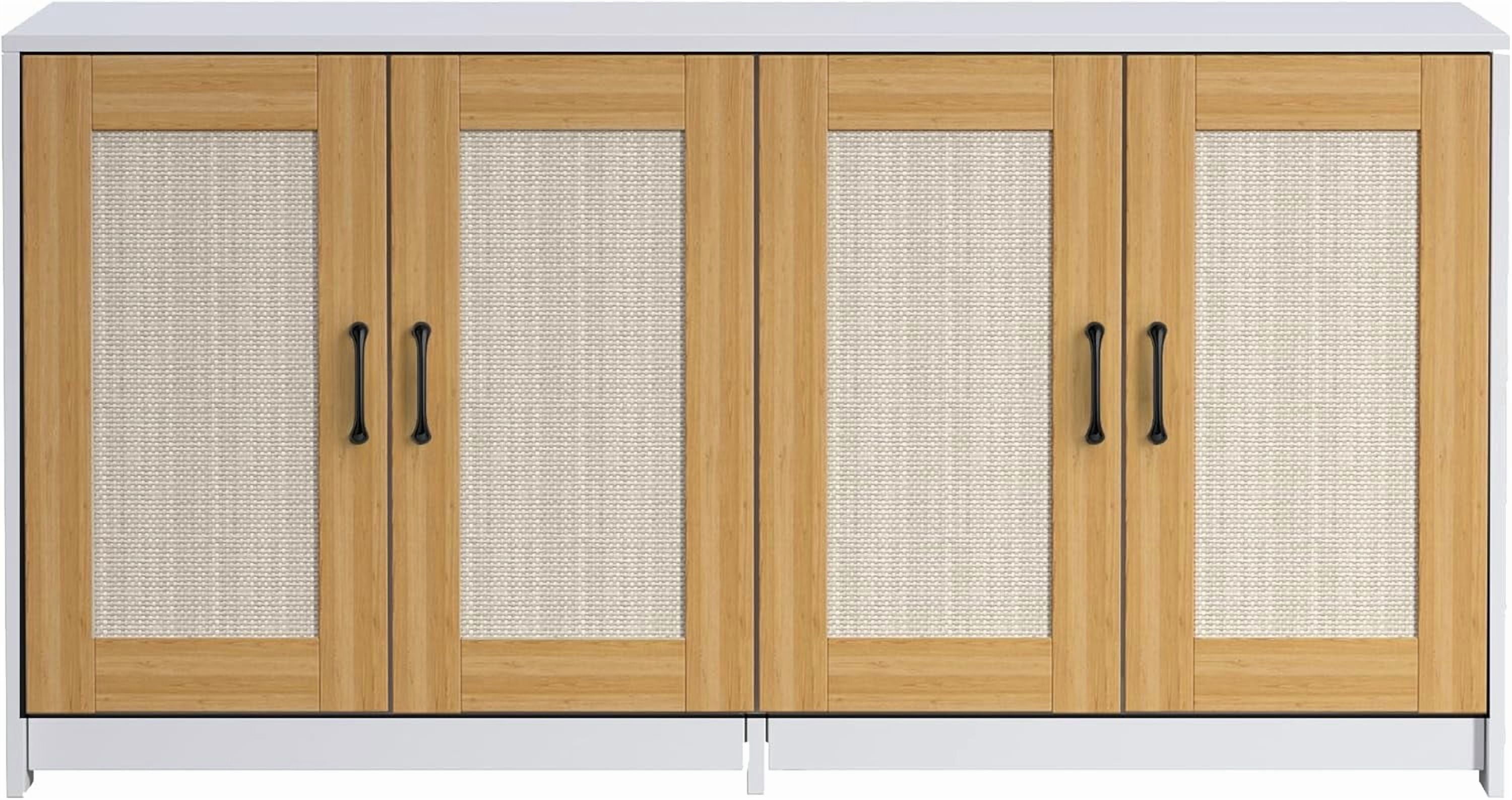 Homhougo Litter Box Enclosure for 2 Cats, 47.2" Large Wood Hidden Litter Box Furniture for 2 Boxes with Sisal Doors and Sliding Drawers, Indoor Cat House TV Stand White