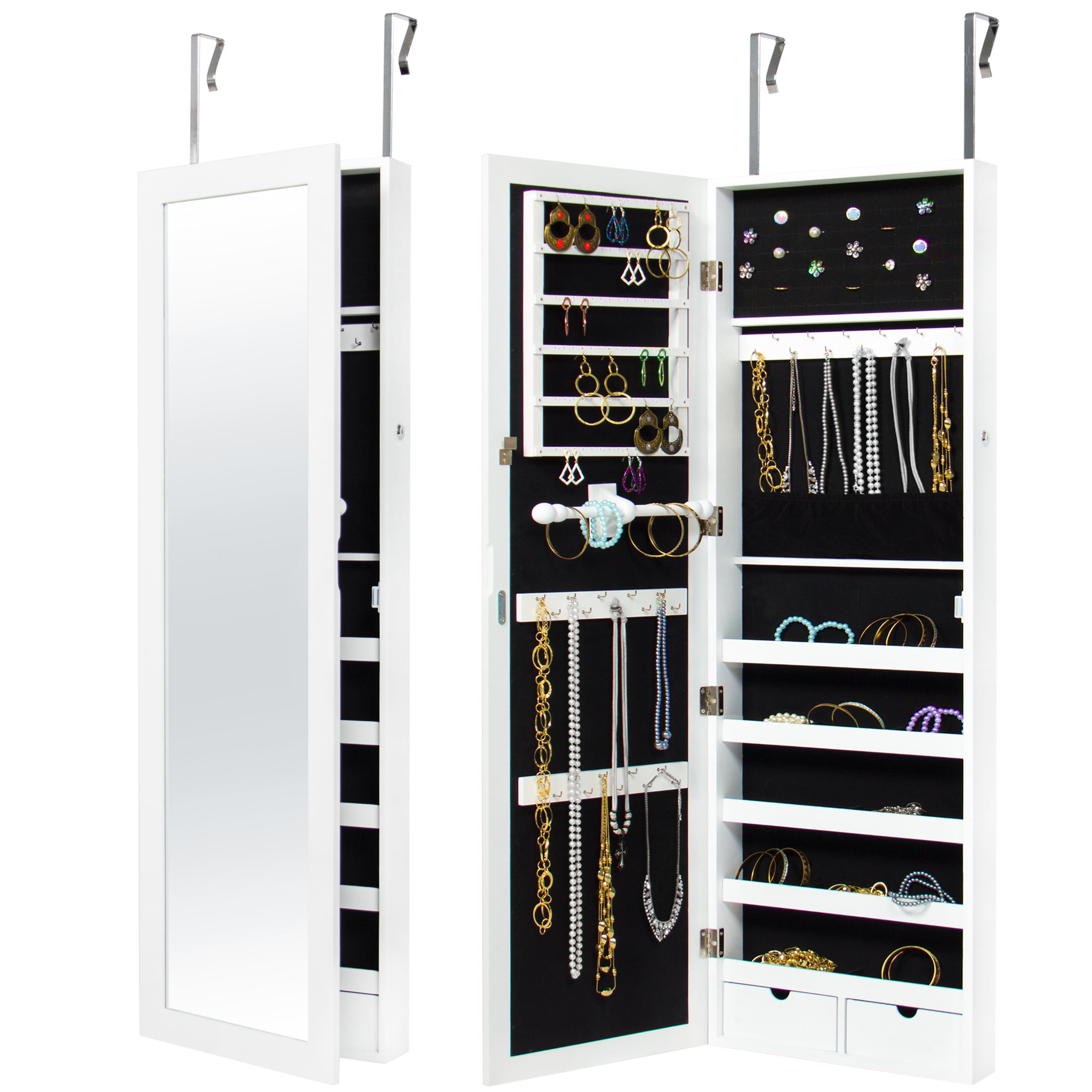 Best Choice Products Mirrored Hanging Jewelry Cabinet Armoire Best Choice Products Mirrored Hanging Jewelry Cabinet Armoire Organizer Over Door Wall Mount W Keys White