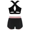 thumbnail image 2 of MSemis Kids Girls 2pcs Sports Set Keyhole Cross Back Tank Tops and Shorts Set For Yoga Gymnastics Dance Pink 10, 2 of 4