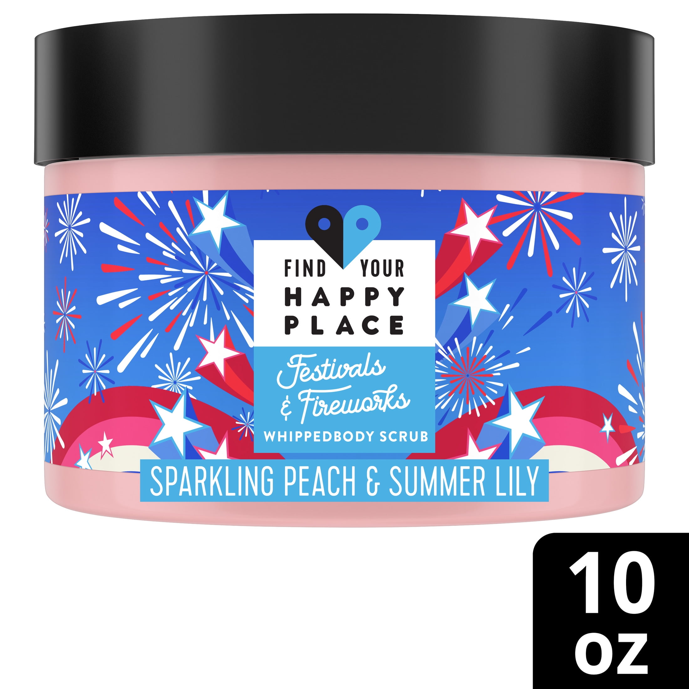 Find Your Happy Place Exfoliating Body Scrub Festivals & Fireworks Peach and Summer Lily 10 oz