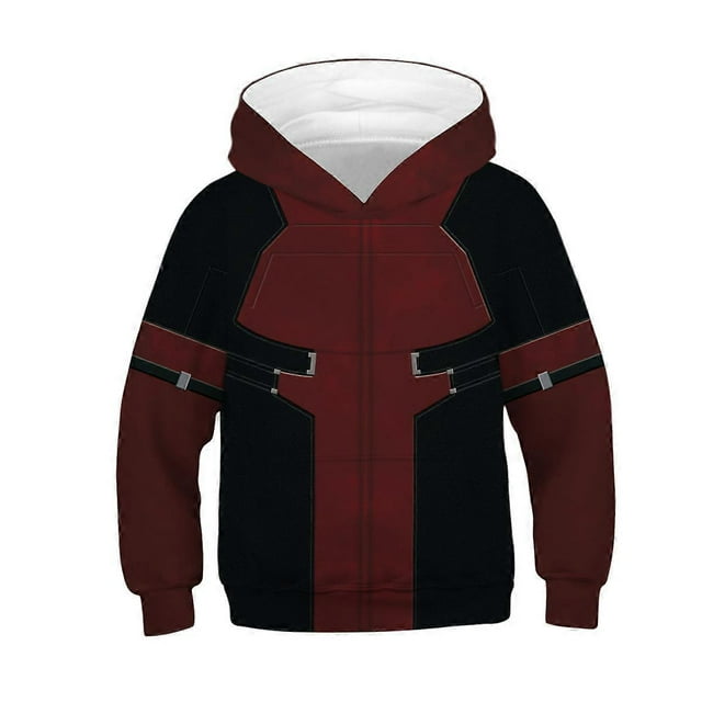 Sudadera con capucha 3D de Deadpool para niños, sudadera de superhéroe de anime, sudadera cómoda y transpirable.