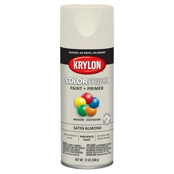 24-Pack of 12 oz Krylon K05554007 Almond COLORmaxx Paint & Primer Spray Paint, Satin