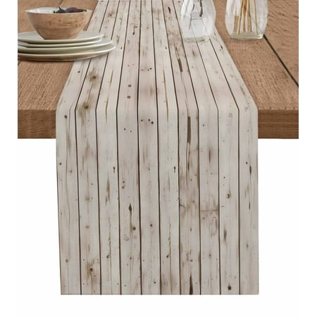 

Vintage Farmhouse Table Runner Country Retro Beige Wooden Grain Tablerunners 14 x 72 Inch Table Decorations Tabletop Scarf for Summer Gathering Holiday Farmhouse Kitchen Dining Decor