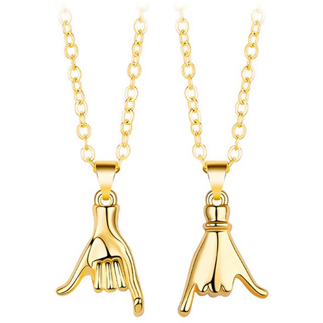 Collier de couple Saint Valentin main : 2 Pcs Collier de pendentif Collier simple assorti
