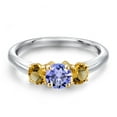 thumbnail image 3 of Gem Stone King 925 Silver and 10K Yellow Gold Blue Tanzanite and Yellow Citrine Engagement Ring for Women | 0.97 Cttw | Round 5MM | Gemstone December Birthstone | Size 8, 3 of 6
