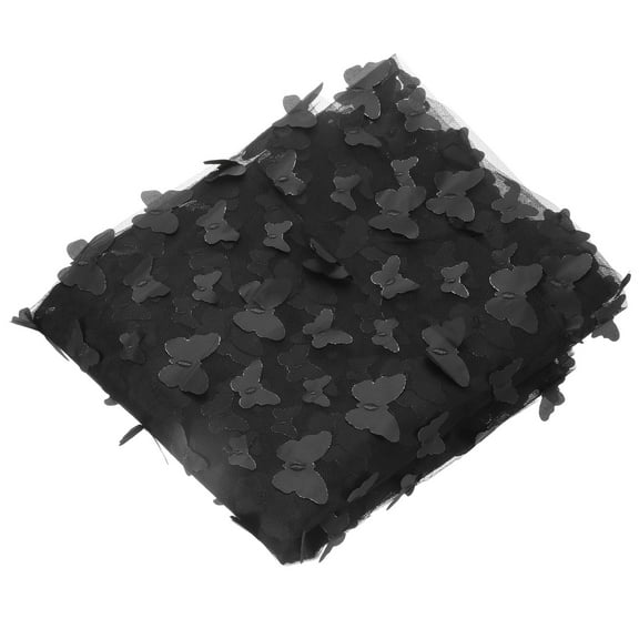 Tulle Fabric Rolls, 2 Yard Butterfly Embroidery Fabric Mesh Lace Fabric for Wedding Birthday Backdrop Home Decor Black