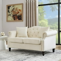 Modern Grey Velvet 2-Seater Chesterfield Sofa for Living Room (57")