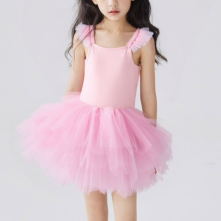 USNSM (2-6 Years) Girls Solid Color Halter One-Piece Tutu Dress Children's  Dance Clothing Mesh Skirt Practice Clothing Sleeveless Round Neck Dress Hot  ...