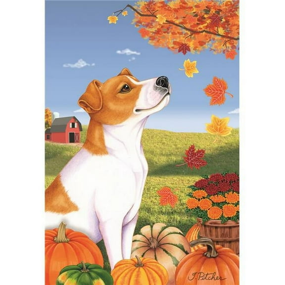 Best of Breed TP670241 Jack Russell Autumn Leaves Garden Flag