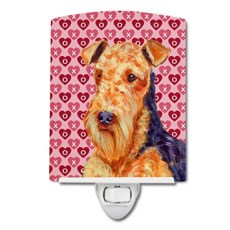 

Caroline s Treasures LH9156CNL Airedale Hearts Love and Valentine s Day Portrait Ceramic Night Light 6x4x3 multicolor