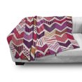 thumbnail image 2 of Chevron Soft Flannel Fleece Throw Blanket, Colorful Arrow Motifs Chevron Lines Geometrical Patchwork Inspired Pattern Cubes, Cozy Plush for Indoor and Outdoor Use, 50" x 60", Multicolor, by Ambesonne, 2 of 5
