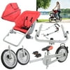 Folding Baby Bike Stroller 3 Wheel One Seat Tricycle Mom Bicycle Carrier - Red