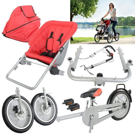 Folding Baby Bike Stroller 3 Wheel One Seat Tricycle Mom Bicycle Carrier -