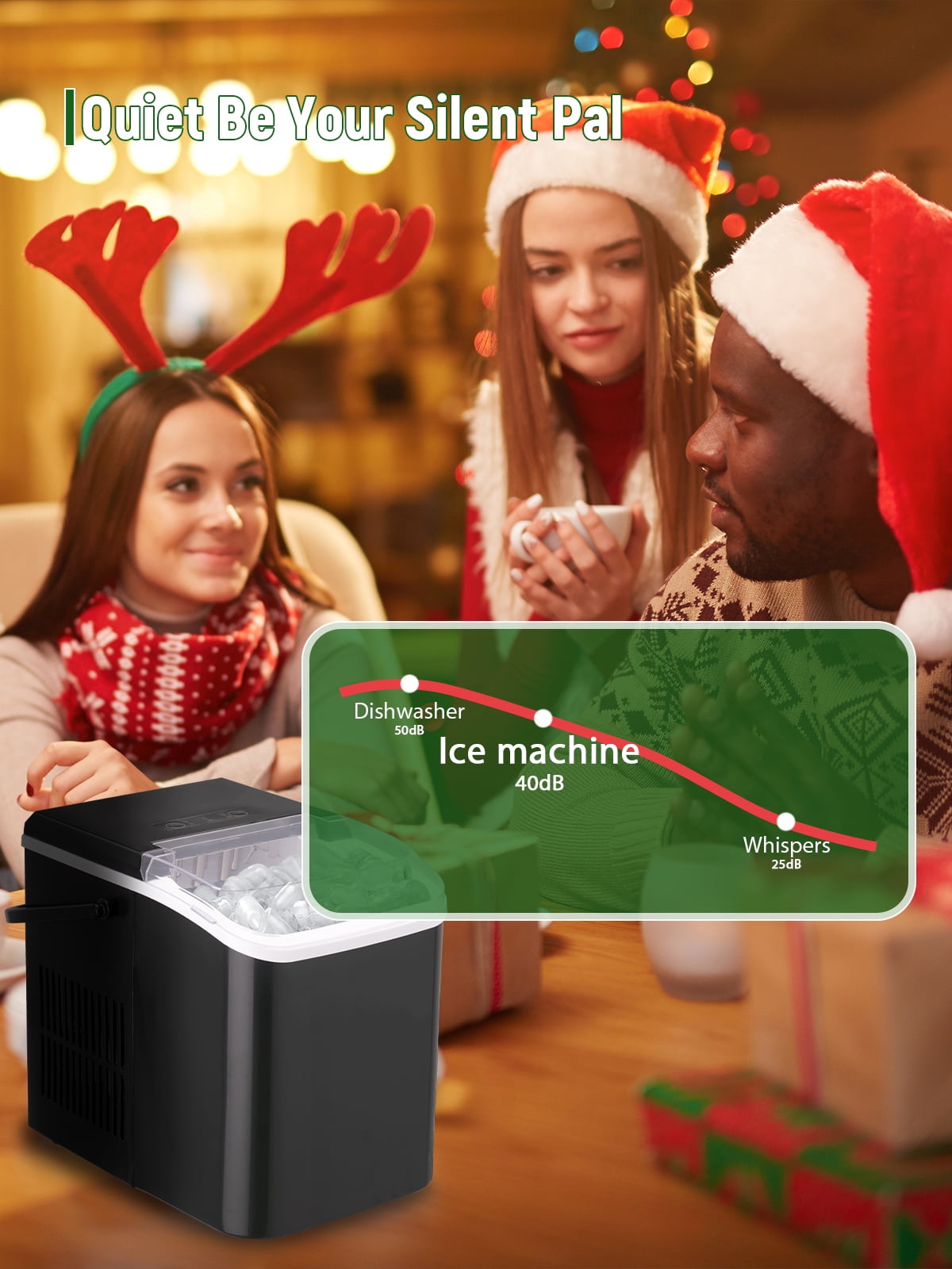 Tacool Portable Ice Makers Machine Countertop 26.5lbs in 24 Hours, 9 Cubes Ready in 8 Mins, Black, New