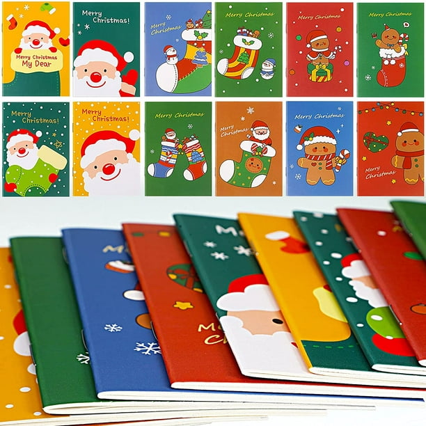 Mini carnet de Noël Mini bloc-notes de Noël Bloc-notes Carnet de poche à  thème de Noël Bonhomme de neige et père Noël Carnet de notes Petit carnet  de bas pour enfants pour
