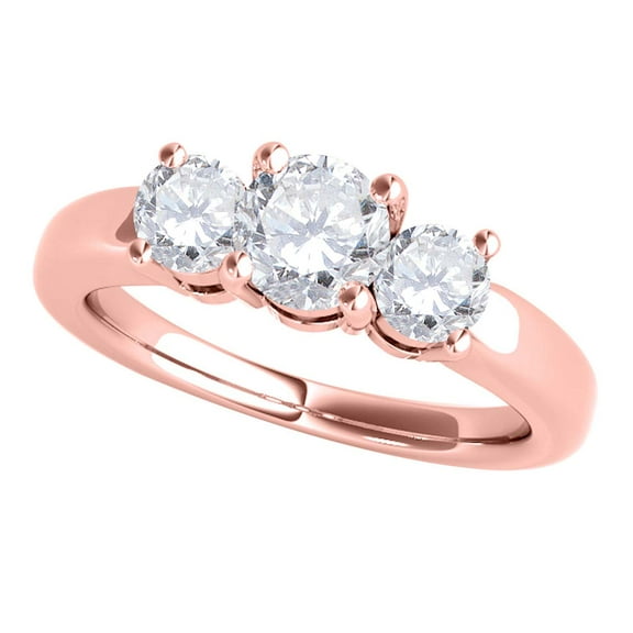 Aonejewelry 1/2 Carat Three Stone Diamond Engagement Ring Crafted In 14k Solid Rose & White Gold