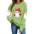 thumbnail image 3 of Halloween Shirts for Women Cute Spooky Ghost Print Pullover Sweatshirts Long Sleeve Crewneck Fall Clothes Tops Casual Comfortable Festive Fall Sweaters, 3 of 5