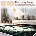 thumbnail image 2 of Flatwoven High Traffic Area Rug, Gothic Inspired Dark Floral and Moth with Ornate Detailing, Non Slip, Stain Resistant, Washable Area Rugs for Living Room, Bedroom(Green, 4X6), 2 of 8