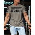 thumbnail image 3 of Gymish Deadlift Sets Us Apart Workout Shirt for Men – Funny Lifting Gym T-Shirt, Fitness Gift for Men, Warm Grey with Sleeve Logo, Small, 3 of 6