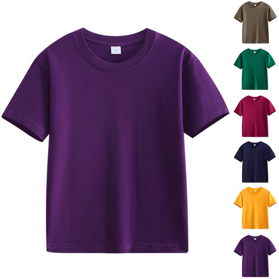 Luvrsol Unisex Kids Solid Basic Short Sleeve Crew Neck T-Shirt Regular Fit Cotton Shirts 100-160