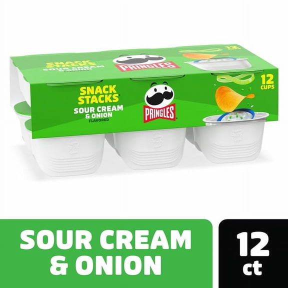 Pringles Sour Cream and Onion Snack Stacks Potato Crisps Chips 12 ct / 0.73 oz.