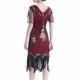 thumbnail image 5 of Vestido de Manga Corta para las Mujeres Sexy Cuello en V Lentejuelas Y Detalle Bornilla Color Sólido, Poliéster Elegante para Fiesta Y Vestir de Noche, 5 of 7