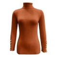 thumbnail image 5 of HAYIMI Women Turtleneck Ribbed Knit Sweater Long Sleeve Button Slim Fit Stretch Casual Fall Winter Pullover Tops Dailywear, 5 of 5