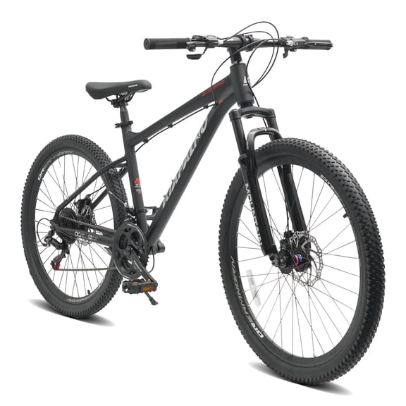 26 Inch Mountain Bike with 21-Speed, High-Carbon Steel MTB Bicycle with Dual Disc Brakes and Ergonomic Seat for Men Women Adult, Black