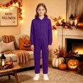thumbnail image 5 of WAYUTE Girl's Halloween Long Sleeve Zip Up Hooded Jumpsuits Solid Color Soft Breathable Straight Leg Romper for Toddler Kids Festival Party,Purple,Size 8 Y-10 Y, 5 of 7