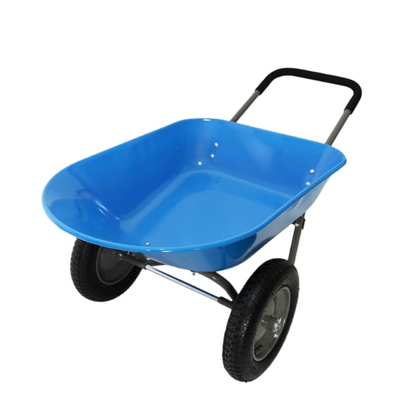 Dual-Wheel Utility Yard Wheelbarrow,300 lb Steel Tray Barrow Trolley Garden Cart