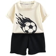 thumbnail image 5 of NAISIBABY Boys Summer Outfit Sets, Soccer Garphic Short Sleeve T-Shirt & Shorts 2-Piece Active Fit Casual Clothes Sets Black Size 2, 5 of 6