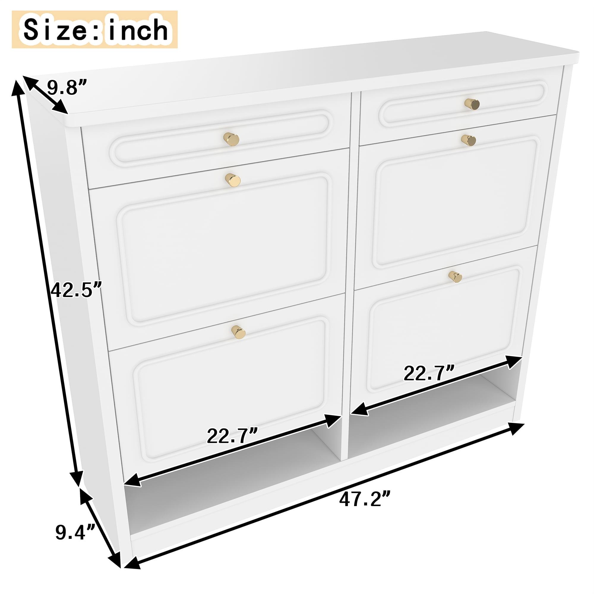 Jopath Shoe Cabinet with 4 Flip Drawers and 2 Storage Drawers,Farmhouse Wooden Sturdy Shoes Rack Organizer for Hallway,Closet,Living Room,Bedroom,White